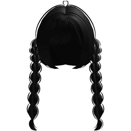 cute front double doll braids in black Roblox item