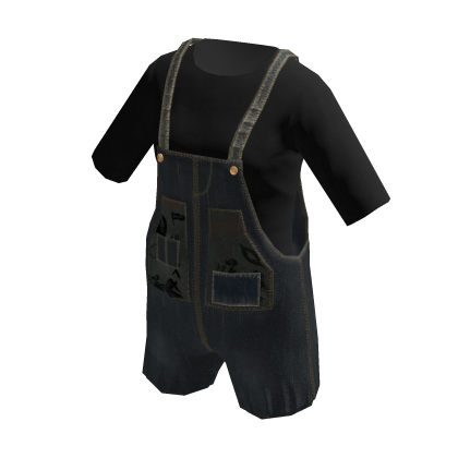 overall denim black short