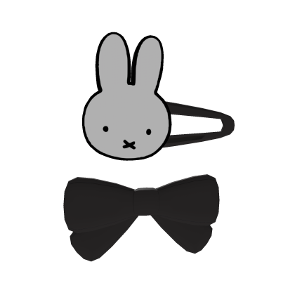 ♡ : kawaii miffy bunny hair clip and black bow