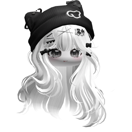 Cute Anime Girl Hair w/Cat Beanie (White) Roblox item