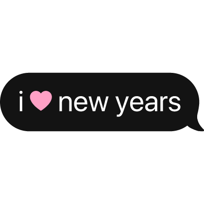 i heart new years text
