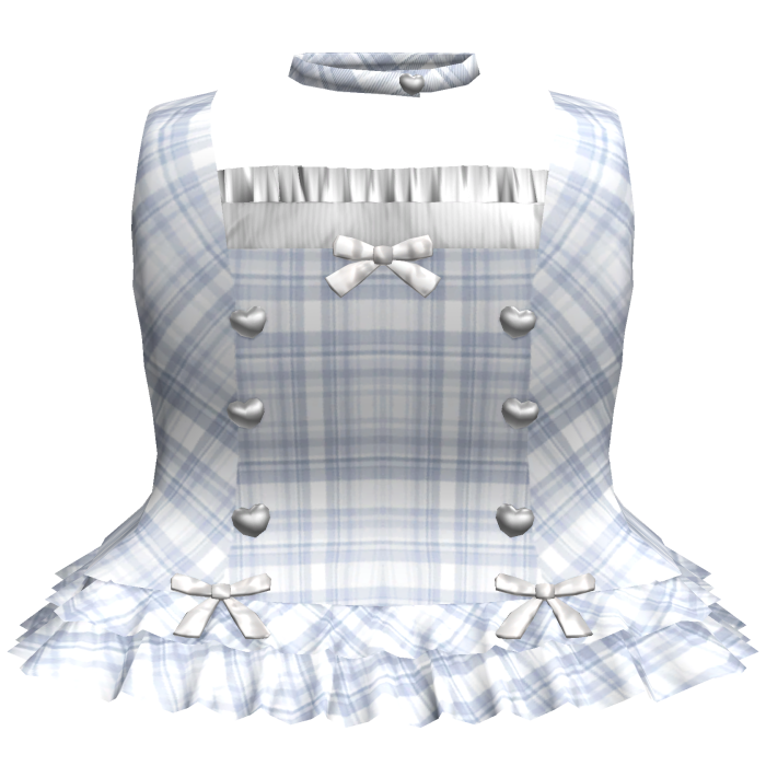 Blue Plaid Hearts Mini Ruffle Dress