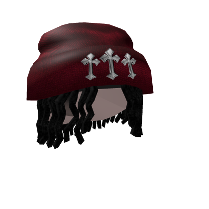 Red Chrome beanie w/ black dreads Roblox item