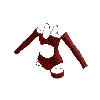 Y2K Cut Out Jumpsuit Red Leopard
