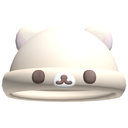 ♡꒰ cute cozy kuma bear beanie tan Roblox item