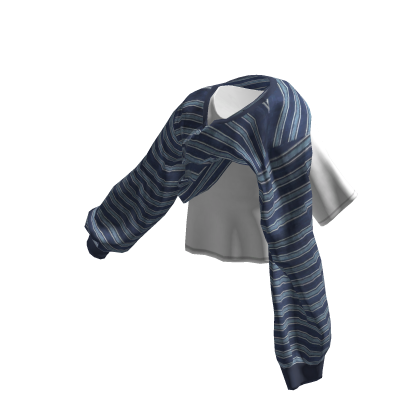 💜 Y2K Striped Layered Sweater_Blue thumbnail