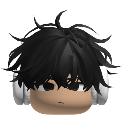 Messy Emo Boy Headphones w Face (Black)