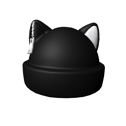 Black zip kitty beanie
