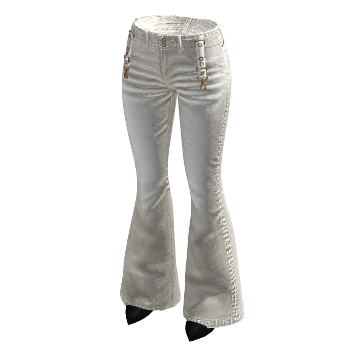 Button Front Flared Jeans (White)