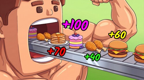 [🏆X2] Lanza alimentos para hacerte enorme 🍔 
