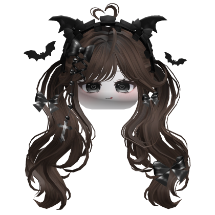 Goth Wavy Pigtails w/Headband (Brown)