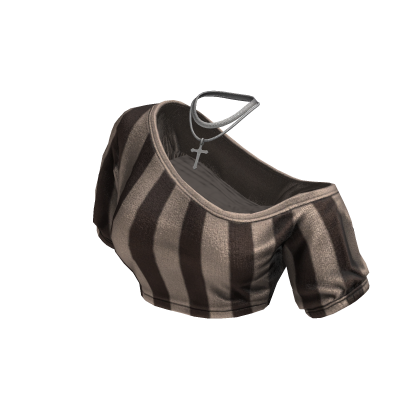 Cozy Off Shoulder Striped Top Necklace(BrownBeige)