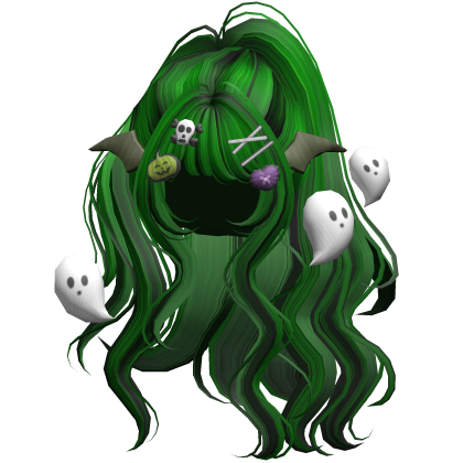 Green Halloween Hairclips Wavy Half Down