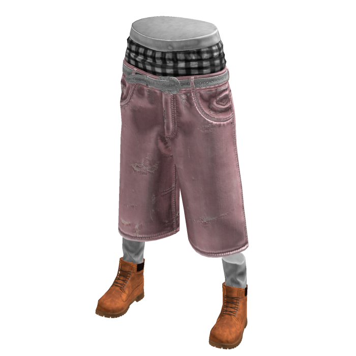 Pink Sagging Baggy Denim Shorts w/ Boots
