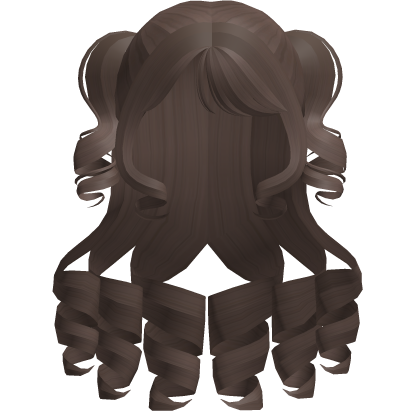 ♡ Mocha Brown Long Curly Hair With Side Pigtails Roblox item