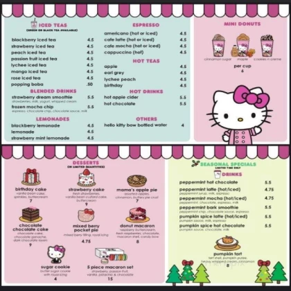 Hello Kitty Cafe Menu