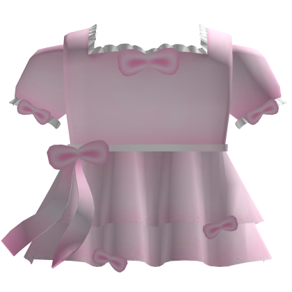 Dress Pink Ruffle Bow Cute ><