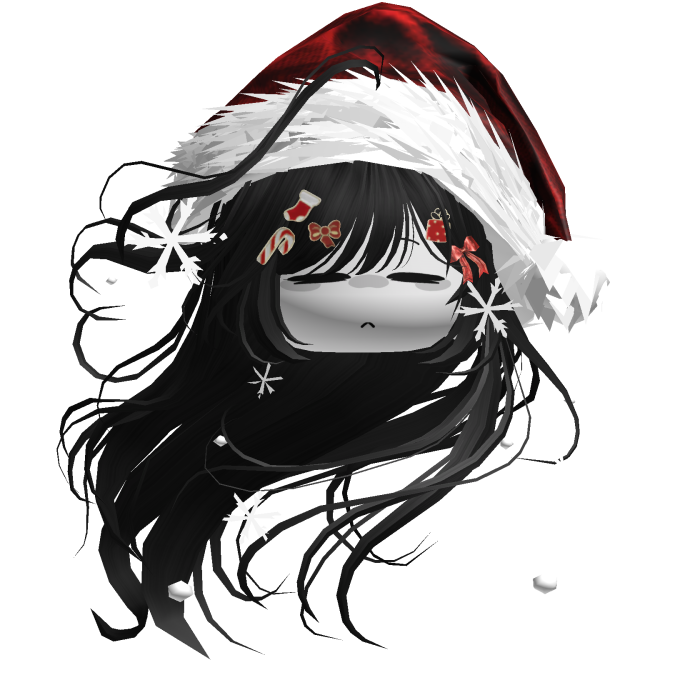 Windy Anime Hair w/Santa Hat (Black)