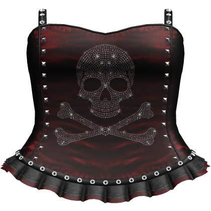 Emo Red/Black Rhinestone Skull Dress