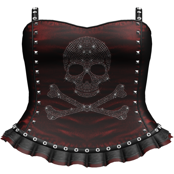 Emo Red/Black Rhinestone Skull Dress