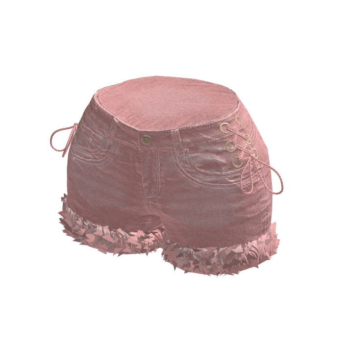 Pink Y2K Fur Trim Denim Shorts
