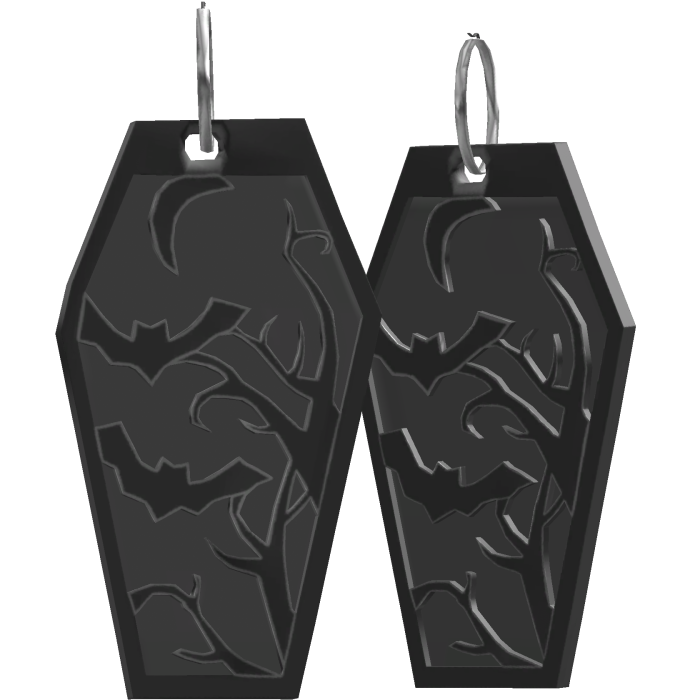 gray haunt coffin earrings
