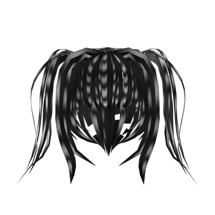 cute moe vkei wavy pigtails in black and white ♡ Roblox item