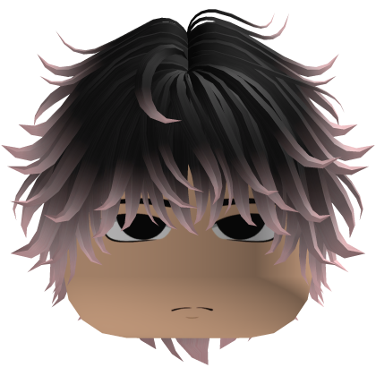 Messy Fluffy Anime Emo Hair Y2K (Black/Pink) Roblox item