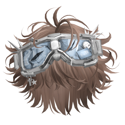 Light Brown Messy Anime Hair w/ Punk Goggles Roblox item