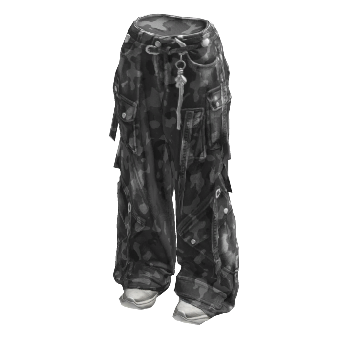 Camo Cargo Jeans with Straps and shoes