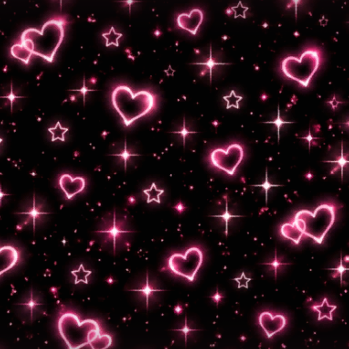 Pink Sparkle Heart Background Black Neon Space