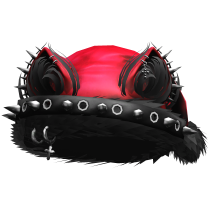 EMO Scene Cat Ear Studded Christmas Hat Hot Pink