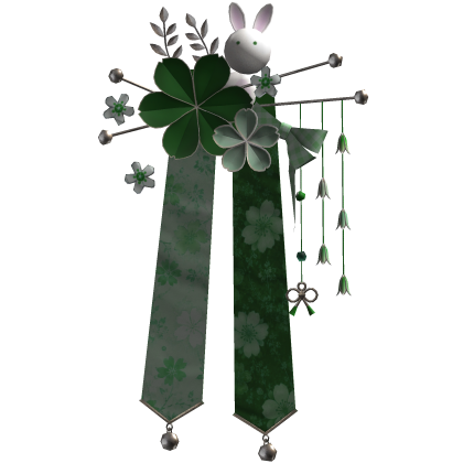 Green & Silver Sakura Japanese Flower Hairclip