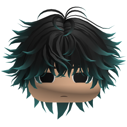 Messy Emo Boy Hair (Black/Cyan) Roblox item