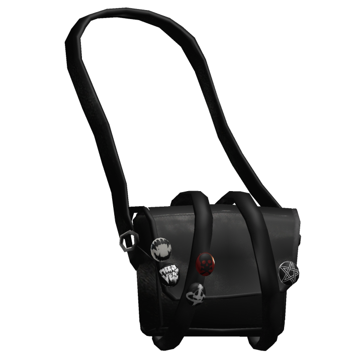 3.0 Black Emo Vkei Crossbody Messenger Bag w Pins