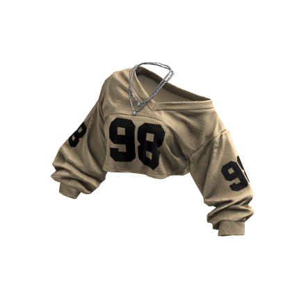 Beige Y2K Off-Shoulder Cropped Jersey