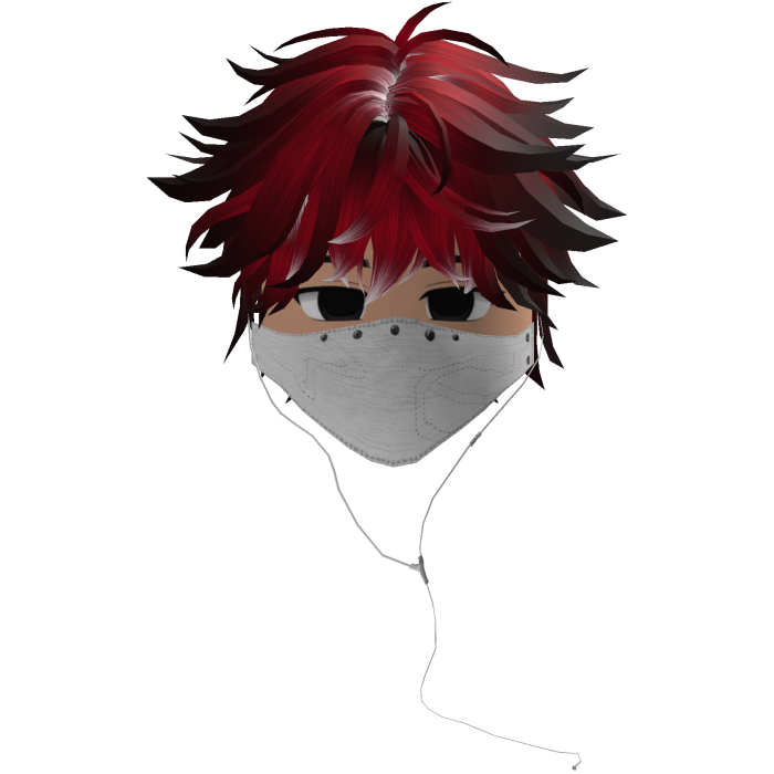 Cute Emo Boy Headphones Mask white Y2K ( red )