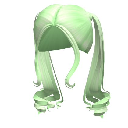-',ৎ High Curly Fairytale Pigtails in Green