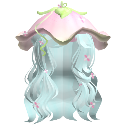 Ethereal fairy long anime flower hair (teal)