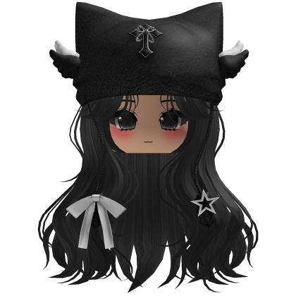 cute fluffy emo Y2K cat hair (Black) Roblox item