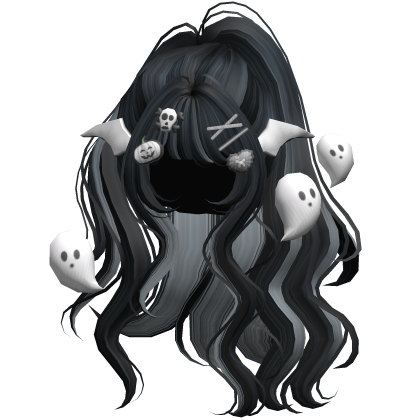 Black&Grey Halloween Hairclips Wavy Half Down