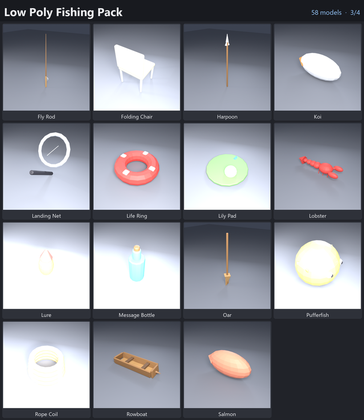 Low Poly Fishing Pack x58 preview 3