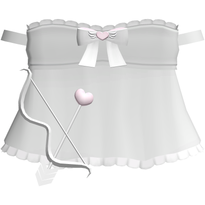 Cute White Valentines Angel Heart Bow Dress thumbnail