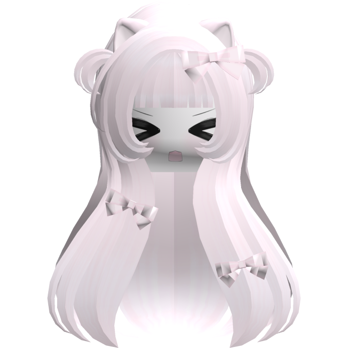 Kawaii Light Purple Long Flowy Hair /w Bows