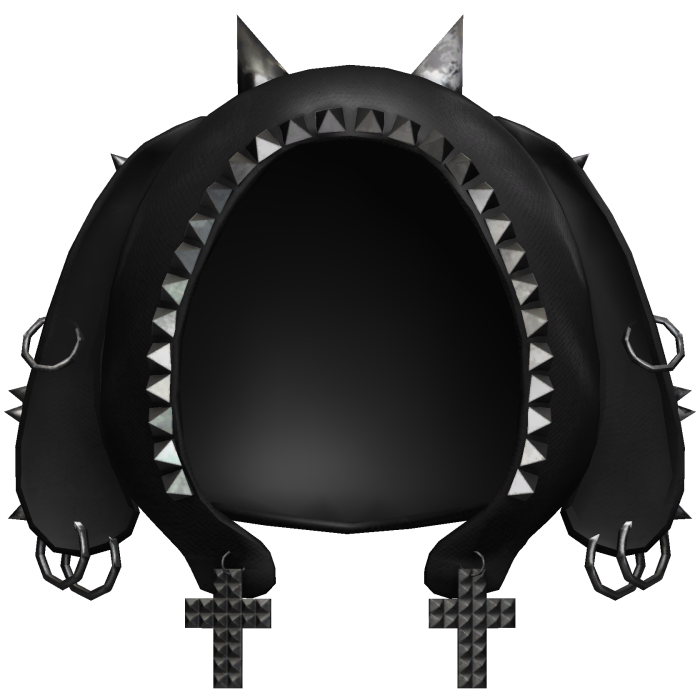 black emo distressed studded hood