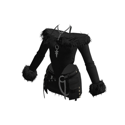 Y2K Fur Trimmed Set Black Roblox catalog item