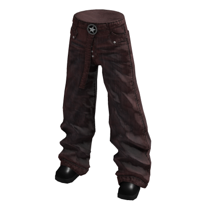 Crinkled Baggy Pants (Maroon)