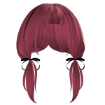 Pink Low Pigtails w Ribbons