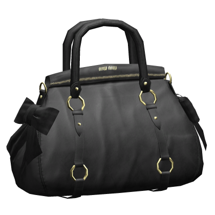 Miu Black Vintage Chic Bow Shoulder Bag