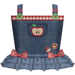 Cute Red Plaid Denim Igari Apple Overall Dress